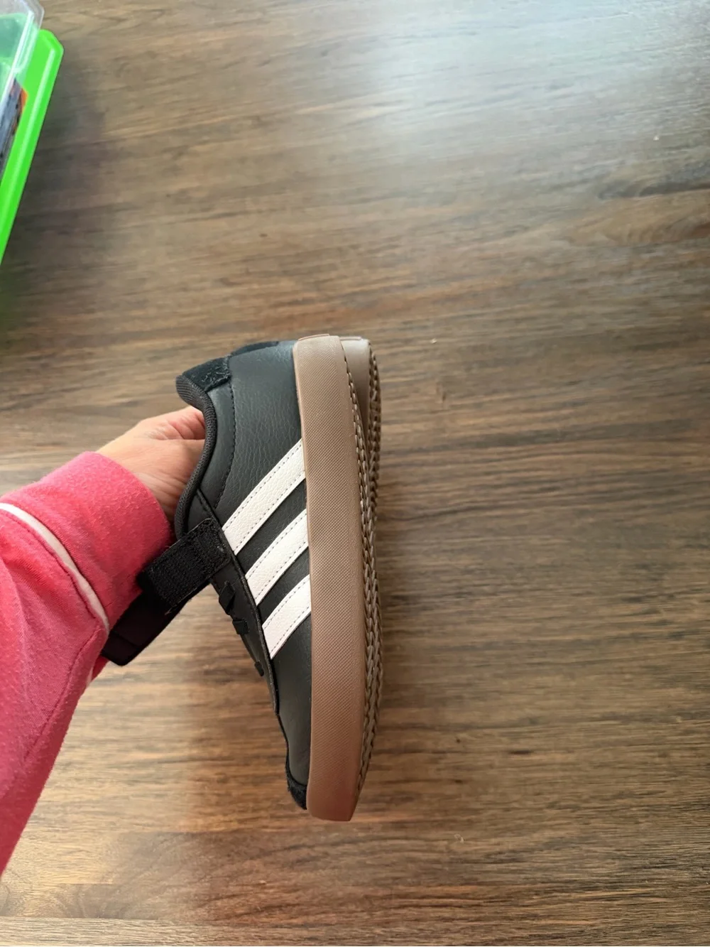 Kids Black Adidas Sneakers with White Stripes - Classic Velcro Closure